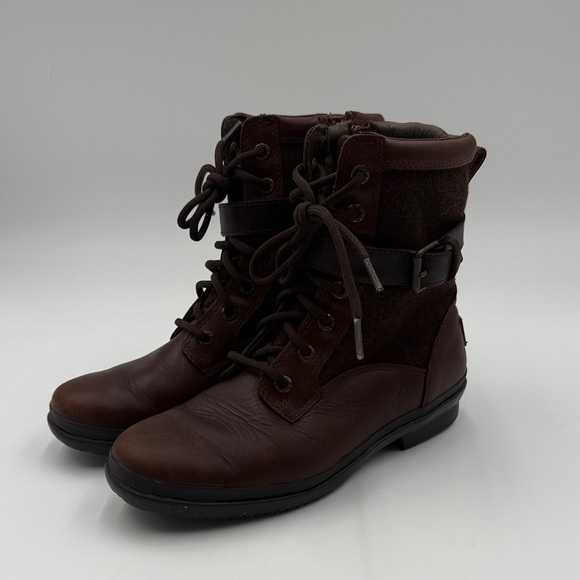UGG Dark Brown Kesey Leather Ankle Boots- Waterproof- womens 6.5 - Picture 1 of 12
